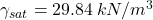\gamma_{sat}= 29.84 \: kN/m^3