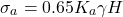 \[\sigma_a=0.65K_a \gamma H\]