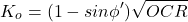 \[K_o=(1-sin \phi ' ) \sqrt{OCR} \]