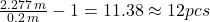 \frac{2.277 \:m}{0.2 \: m} -1 = 11.38 \approx 12 pcs