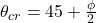 \theta_{cr} =45 + \frac{\phi}{2}