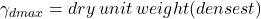 \gamma_{dmax} = dry \: unit \: weight (densest)