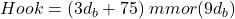 Hook = (3d_b + 75 )\: mm or (9d_b)