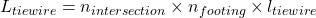 L_{tie wire} = n_{intersection} \times n_{footing} \times l_{tie wire}