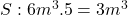 S: 6 m^3 \time 0.5 = 3 m^3