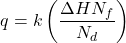 \[ q=k\left(\frac{\Delta HN_f}{N_d}\right)\]