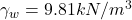 \gamma_w=9.81 kN/m^3