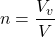 \[n= \frac{V_v}{V} \]