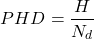 \[PHD=\frac{H}{N_d}\]