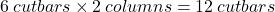 6 \: cutbars \times 2 \: columns = 12 \: cutbars