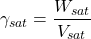 \[\gamma_{sat}=\frac{W_{sat}}{V_{sat}}\]