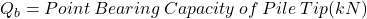 Q_b = Point \: Bearing \: Capacity \: of \: Pile \: Tip (kN)